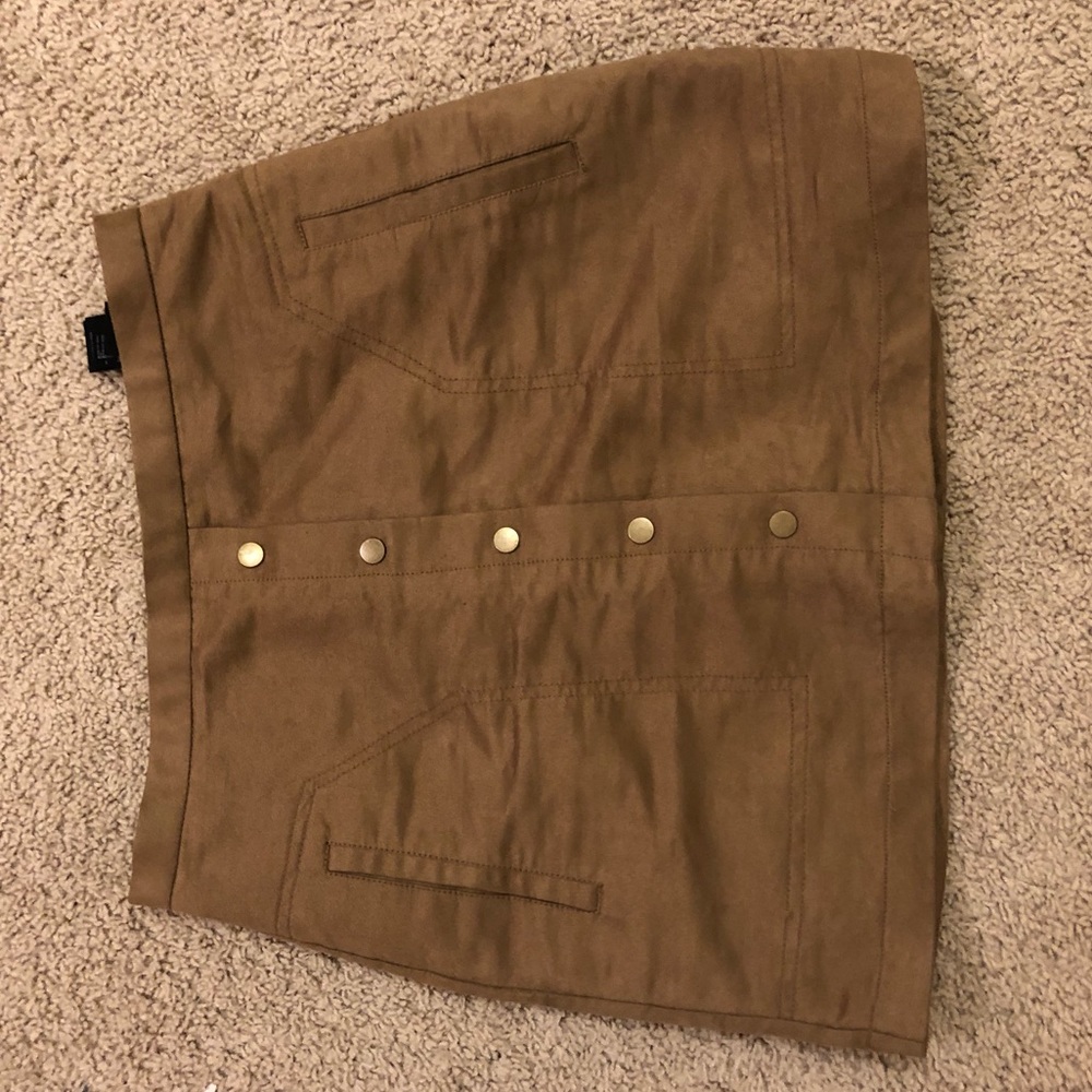 Suede button up skirt